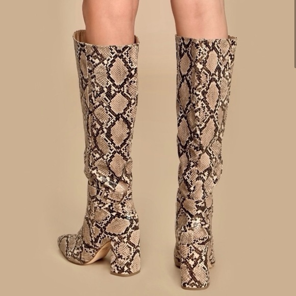 NWT Lulu’s Tan Snakeskin Knee-High Boots Size 7 - Picture 2 of 4